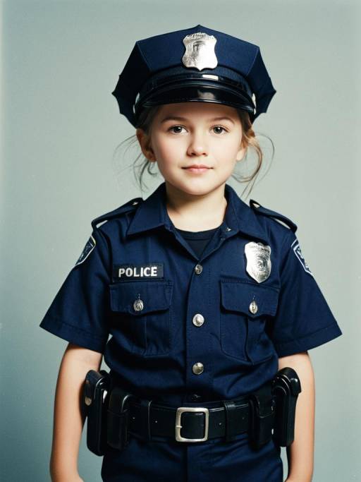 Playful Child in Police Officer Costume