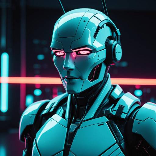 Ultra-Realistic Android Head in Neon Metropolis