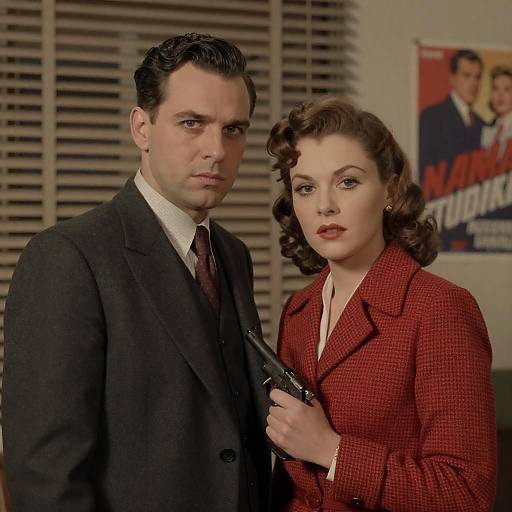 1940s Couple Intense Portrait with Gun