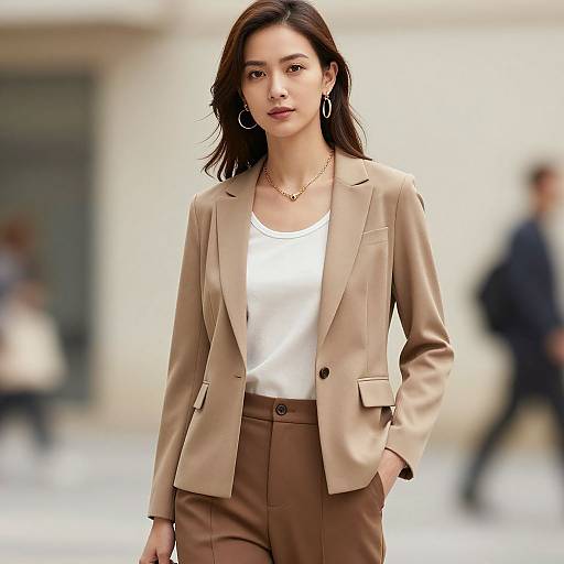 Elegant Woman in Brown Pants Outfit
