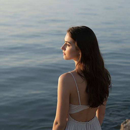 Woman Contemplating Calm Waters