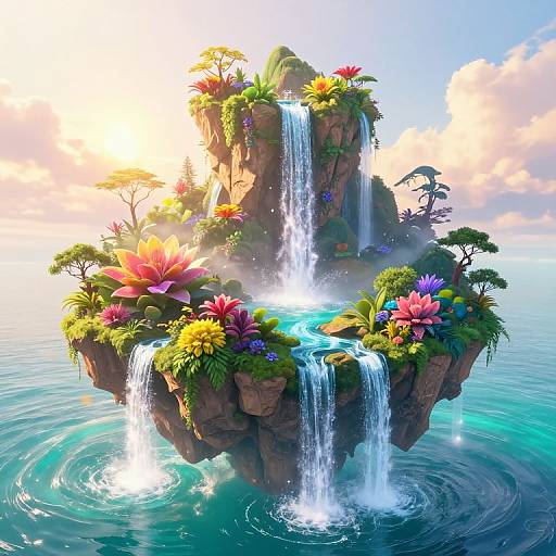 Mystical Floating Island at Sunset