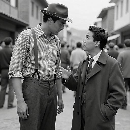 Intense Street Scene in Black and White