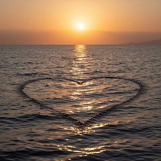 Heart Reflection at Ocean Sunset