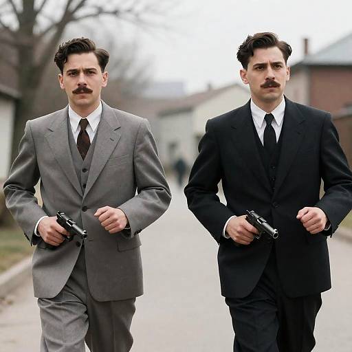 1940s Gangsters Running with Guns