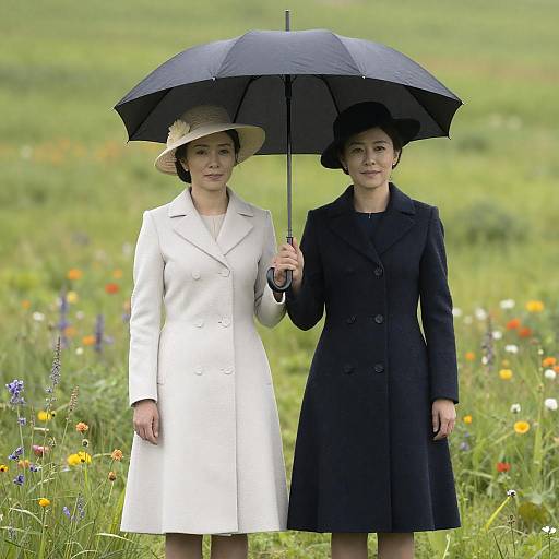 Elegant Women in a Floral Field