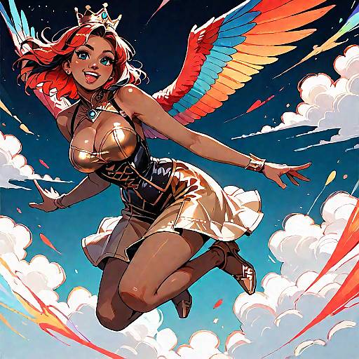 Winged Princess Flying at Night