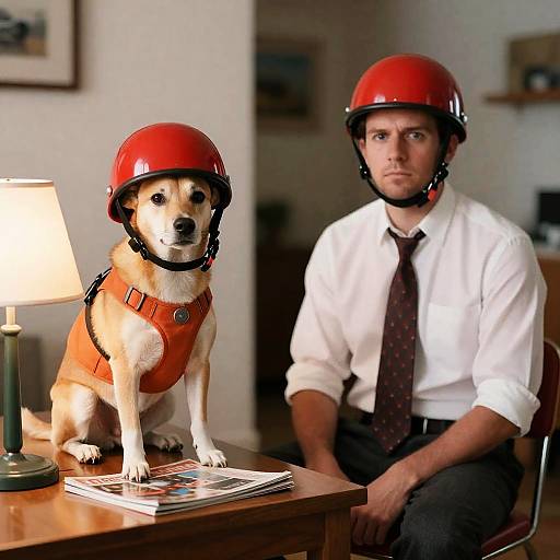 Man and Dog in Stylish Room Scene