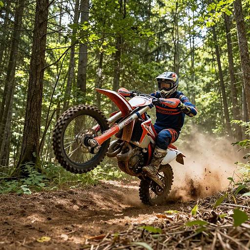 Motorcycle Swerve Through Forest Trail