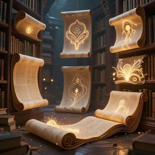 Mystical AI-Powered Scrollwork Library