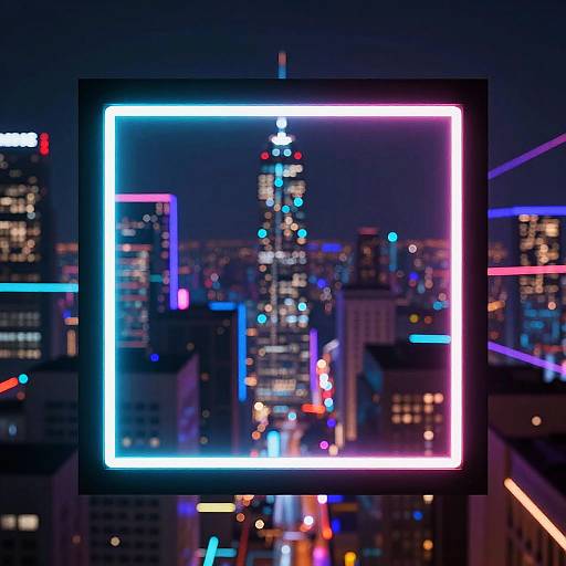 Neon Cyberpunk Abstract Square Frame
