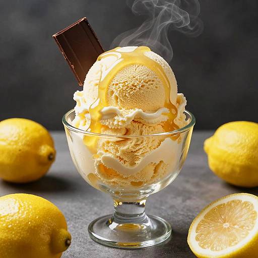 Lemon Ice Cream with Maple Syrup and Chocolate