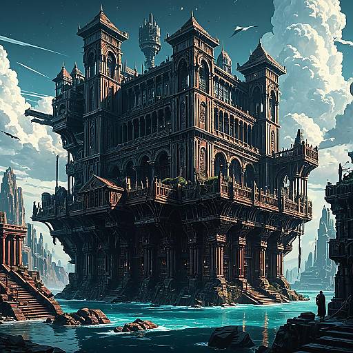 Ancient Floating Library on Sky Island