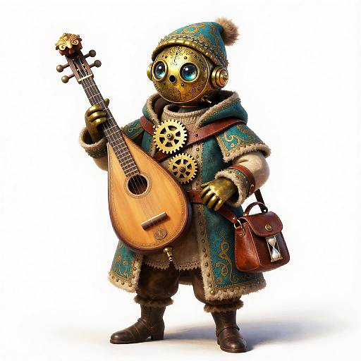 Clockwork Minstrel: Brass Automaton Bard