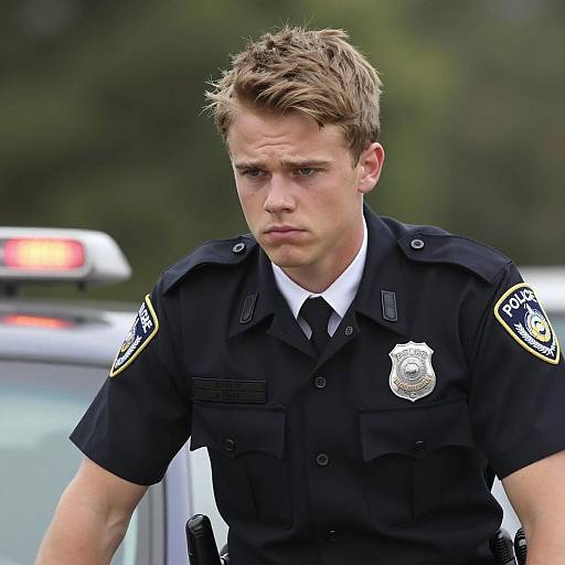 Serious Young Officer in Nature Background