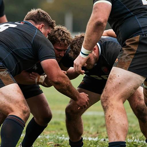 Intense Rugby Scrum Close-Up