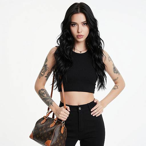 Young Woman with Tattoos and Purse