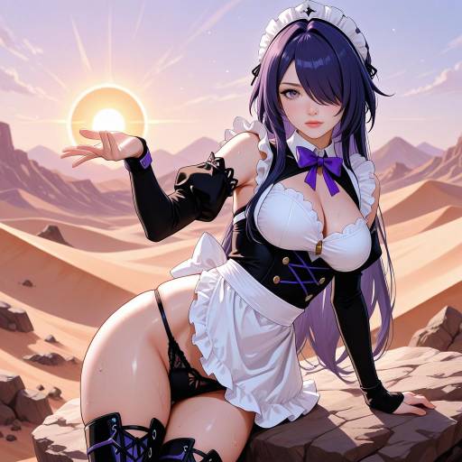 Seductive Cowboy Maid in Sunset Saloon