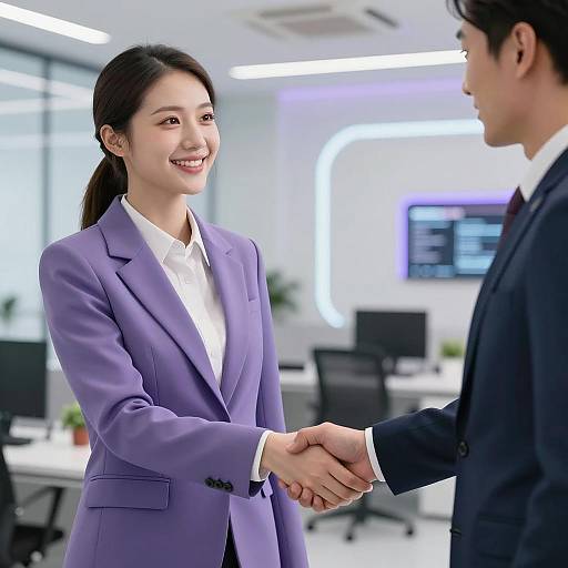 Business Handshake in Modern Office