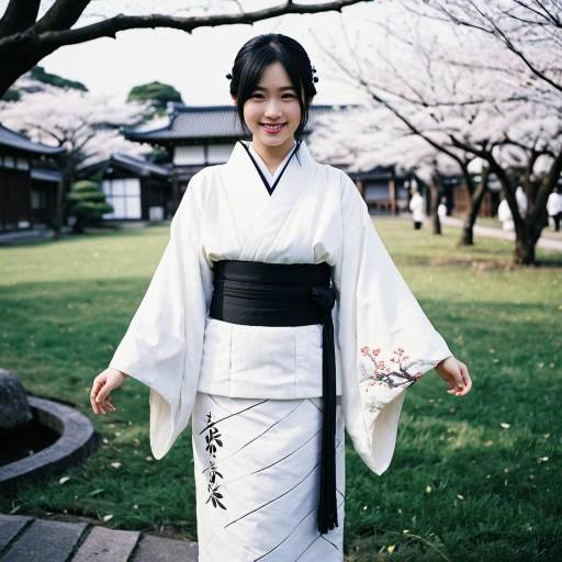 Realistic White Kimono Cosplay Portrait