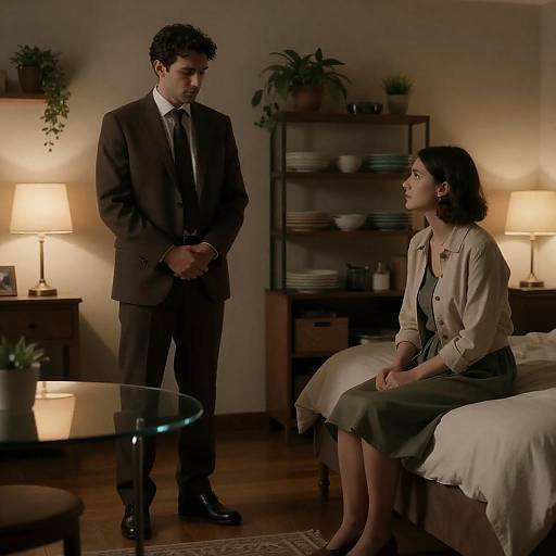 Intimate Moment in a Dimly Lit Room