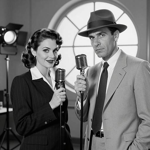 Vintage Studio Photograph of Stylish Duo