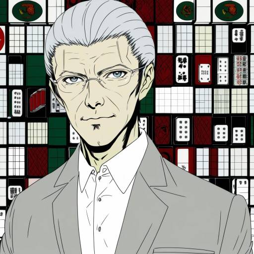 Illustration of Akagi shigeru, fukumoto mahjong in the style of Steed (steed enterprise)