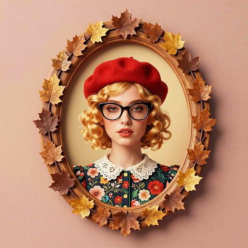 Stylized Portrait with Autumn Frame