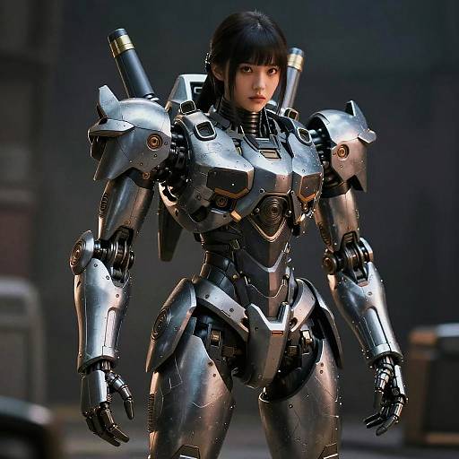 Cinematic High-Detail Mecha Girl