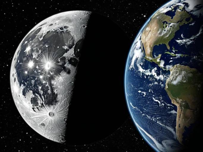 Close-Up Earth and Moon Wallpaper Design