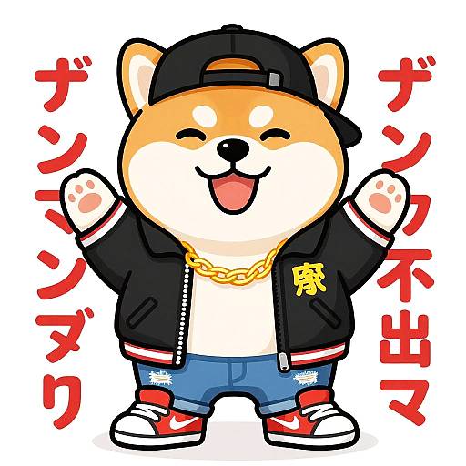 Cartoon Shiba Inu in Streetwear