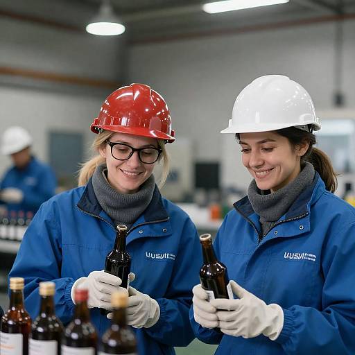 Two Women Smiling in Industrial Setting