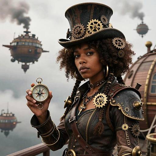 Afro Steampunk Airship Captain