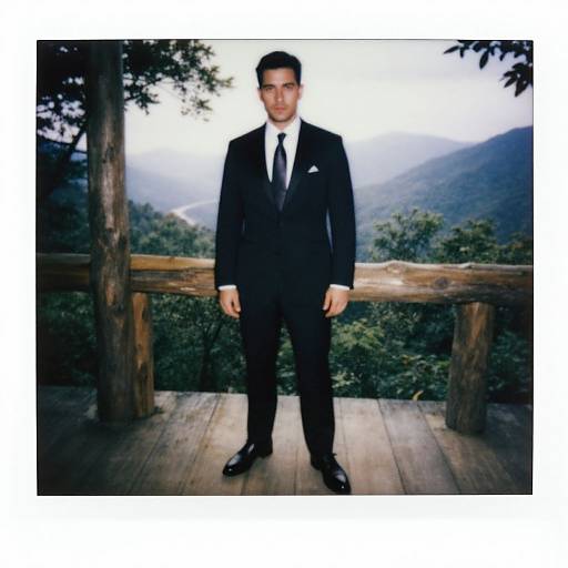 Stylish Man in Forest with Polaroid