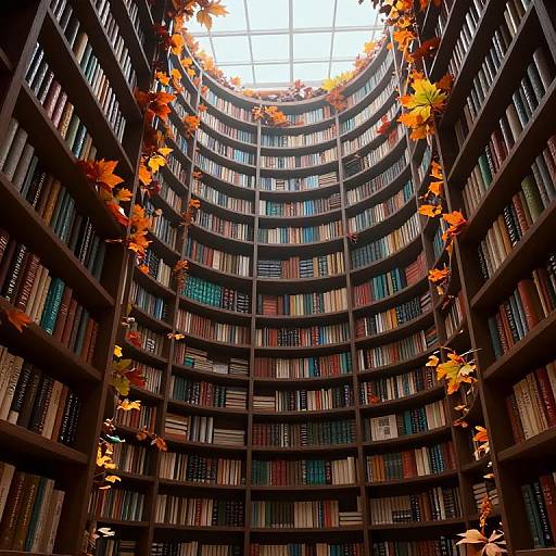 Cyberpunk Fantasy Library with Living Shelves