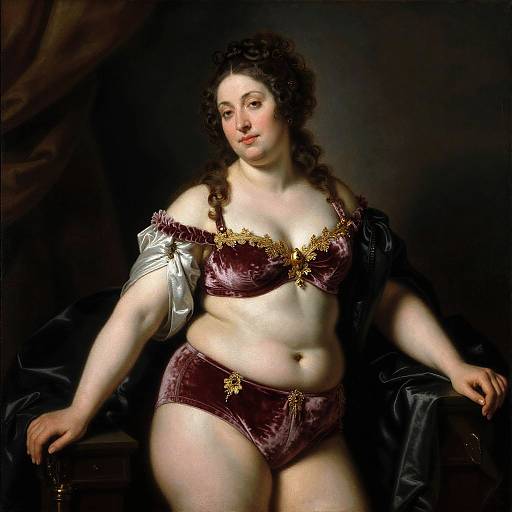 Baroque Regal Woman in Velvet Lingerie