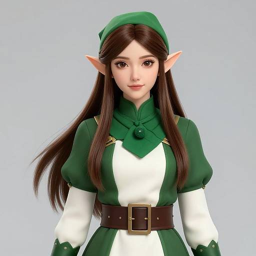 Portrait of Female Elf in Green