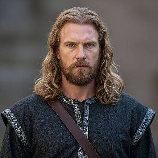 Medieval Man with Long Hair and Beard