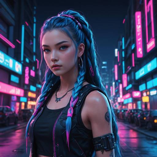 Cyberpunk Warrior in Neon Night