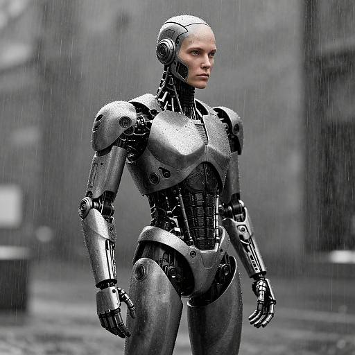 Monochrome Half Human Half Robot