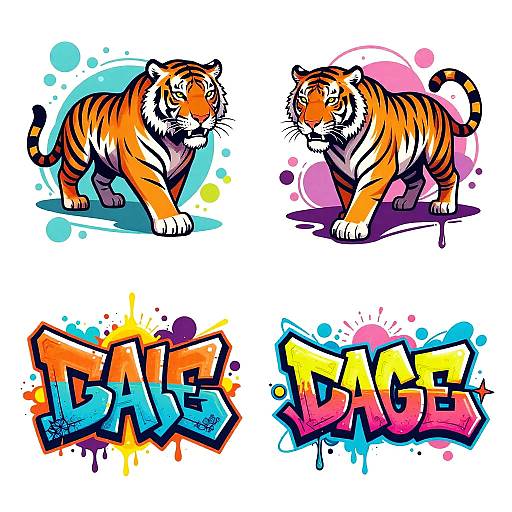 Colorful Tiger Graffiti Vector Art