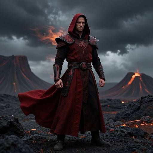 Epic Sith Cosplay on Volcanic Landscape