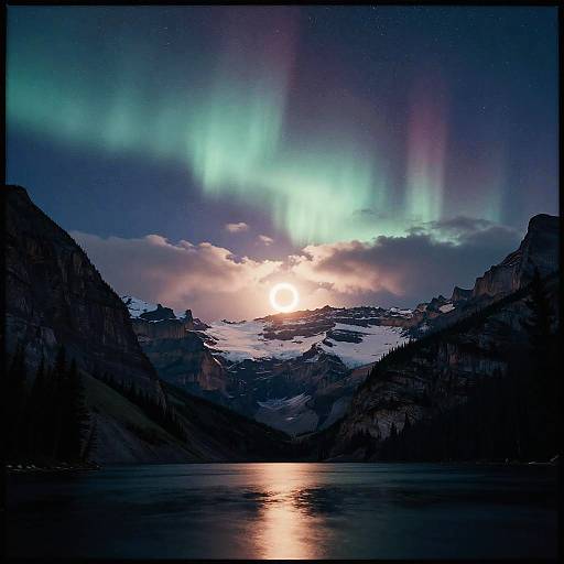 Nighttime Auroras Over Glacier National Park Mountains