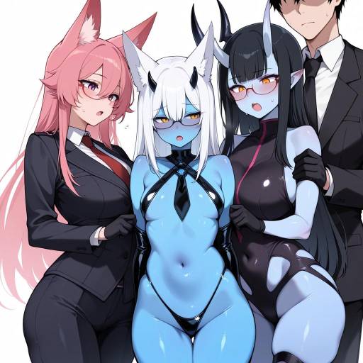 Colorful Fantasy with Blue-Skinned Characters