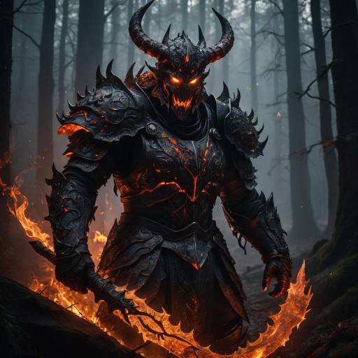 Demonic Knight in Fiery Armor with Scythe