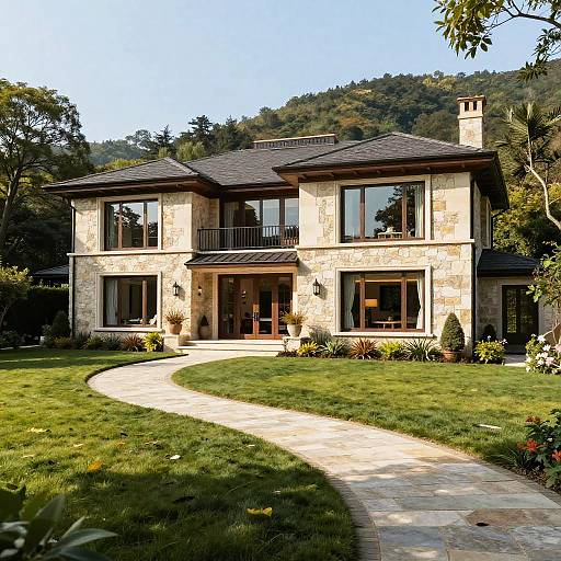 Realistic Hillside Mansion with Gardens