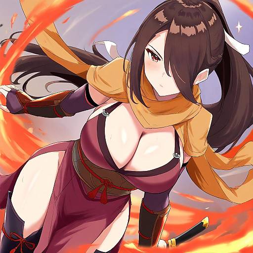 Illustration of Kagero (fire emblem), fire emblem in the style of Gryebooks