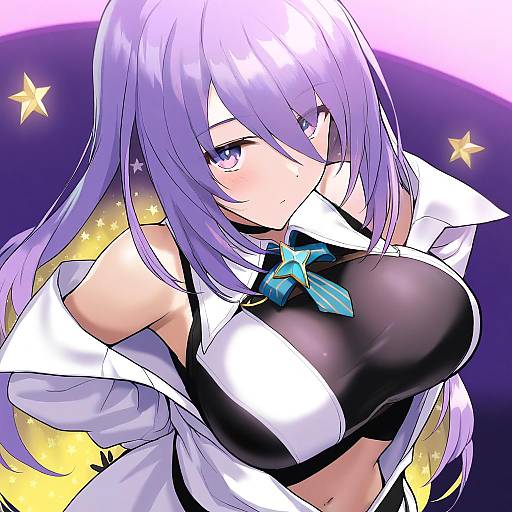 Illustration of Moona hoshinova (1st costume), hololive in the style of Onigirikun