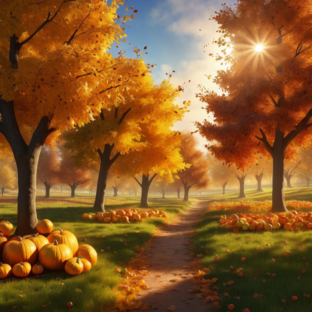 Vivid Hyper-Realistic Autumn Orchard Scene