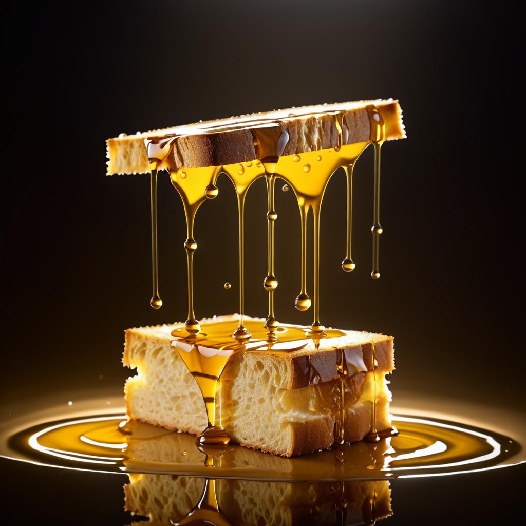 Elegant Drizzle of Honey on Bread